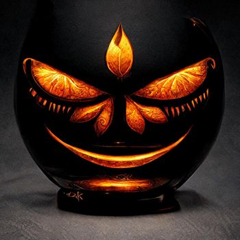 Pumpkin Face on Black Background Halloween. Illustration