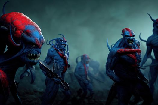 alien creature army. High quality 3d illustration