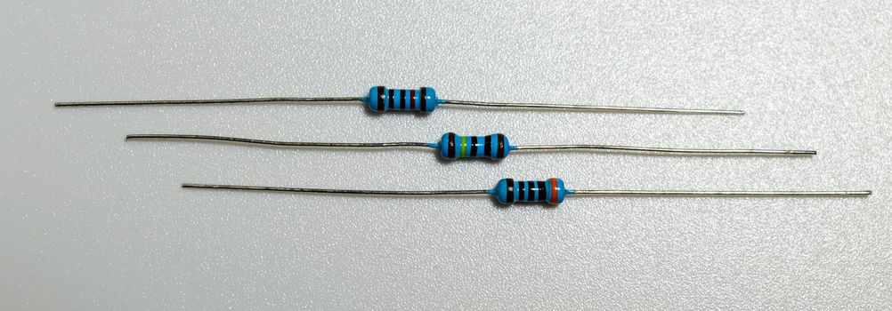 A set of resistors on a white background. Macro picture. Electronic components. . High quality photo