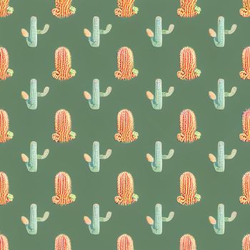 Seamless pattern cactus, a lot of cactuses very close to each other. High quality 3d illustration