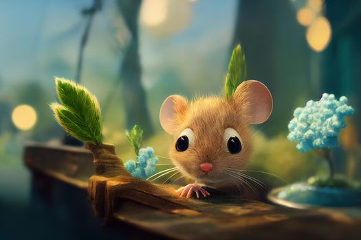 Cute Tiny Mouse Character. High quality 3d illustration