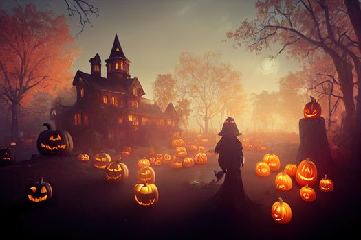 Scary Halloween House. High quality 3d illustration