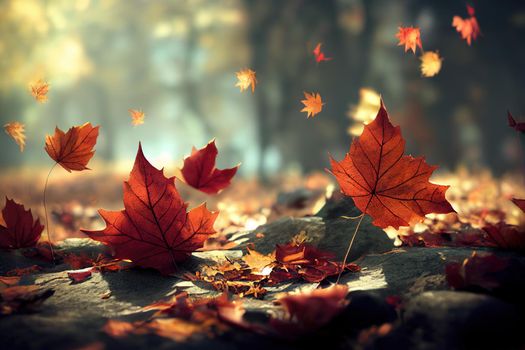 autumn leaves. High quality 3d illustration