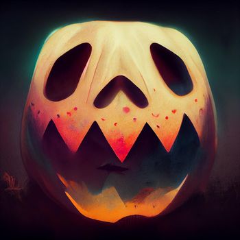 Cartoon illustration of a sinister Halloween pumpkin.