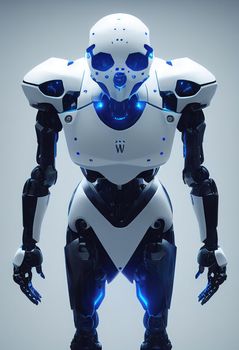 futuristic robot white color in bright background. High quality 3d illustration