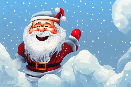 cartoon 2d santa claus smiling. High quality 3d illustration