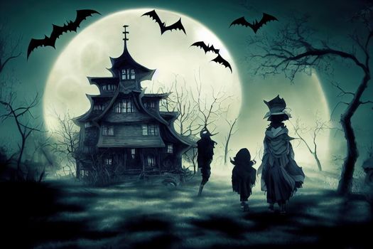 anime style spooky halloween 1. High quality 3d illustration