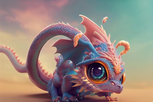 fantasy baby dragon. High quality 3d illustration