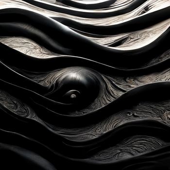 Black 3D Undulating lines ripple to make a Dark abstract wallpaper. 3D Render. High quality 3d illustration