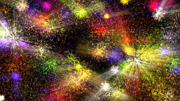 fireworks color light illustration isolated on black background