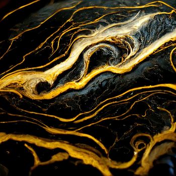 Luxury abstract fluid art painting in alcohol ink technique, mixture of black, gray and gold paints. High quality 3d illustration