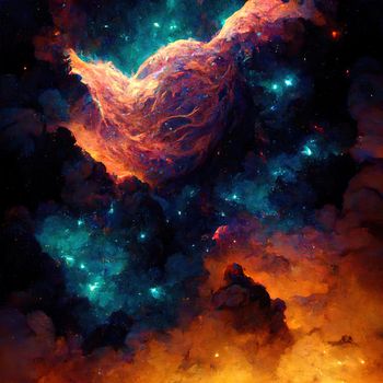 Space and glowing nebula background. High quality 3d illustration