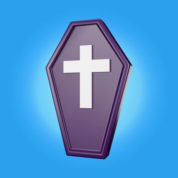 3d rendering of coffin halloween icon