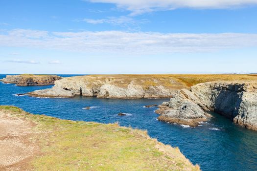 The rocks and cliffs in the ocean of the famous island Belle Ile en Mer in France