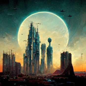 a portrait of a alien City from another world. High quality 3d illustration