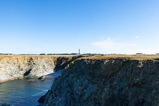 The Goulphar lighthouse of the famous Belle Ile en Mer island in France