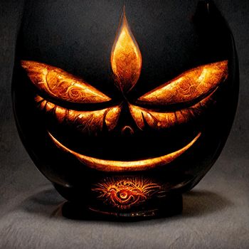 Pumpkin Face on Black Background Halloween. Illustration