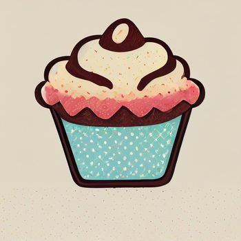 Cupcake set for illustration and drawing material two cupcakes