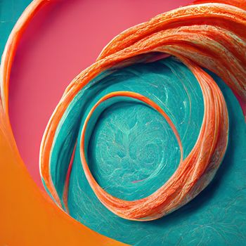 Orange, Pink and Turquoise Colored Swirls form Colorful Neon Lines Background. 3D Render. High quality 3d illustration