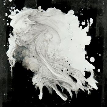 White oil acrylic paint smudge over black background. High quality 3d illustration