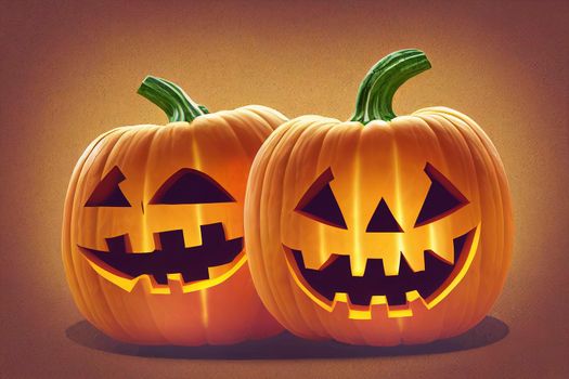Halloween Pumpkin On Wooden Plank With Candles In A Spooky Night