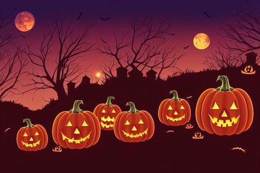 Halloween design with pumpkins . Mixed media