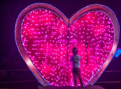 Illuminated installation in shape of heart