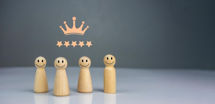 The best business services rate the customer experience. Satisfaction Survey Concept Customers give 5 star satisfaction.