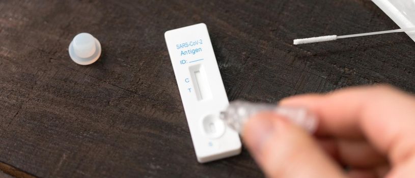 Covid rapid antigen nasal test. Self test at home or at corona test station.