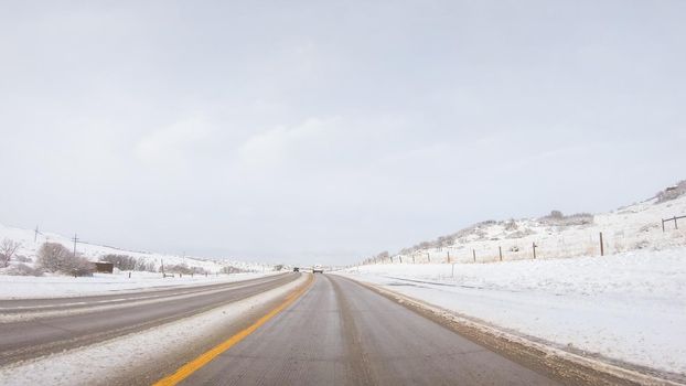 Driving on typical paved rural roads in suburban America.