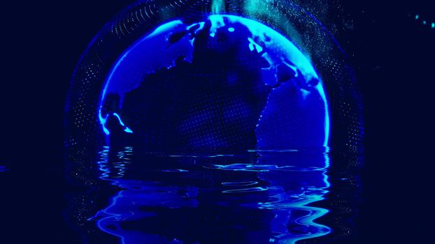 World globe metaverse earth map background. Futuristic technology background.