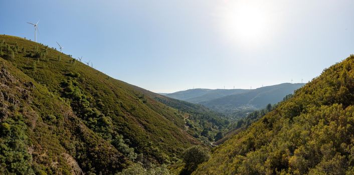 Aerial view of Ribeira de Quelhas lanscape in Coentral Grande, Castanheira de Pera, Portugal.