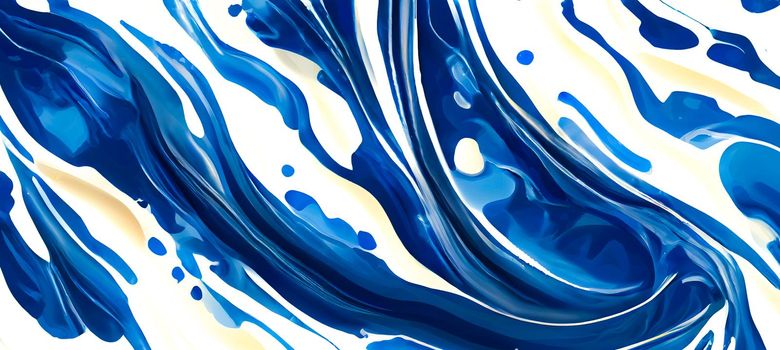 Liquid marble watercolor abstract texture in blue and white wallpaper.