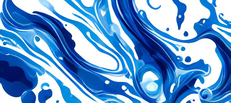Liquid marble watercolor abstract texture in blue and white wallpaper.