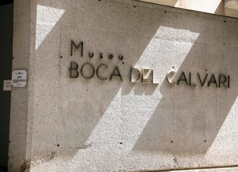 Benidorm, Alicante, Spain- September 11, 2022: Main entrance and facade of the Boca del Calvari Museum in Benidorm