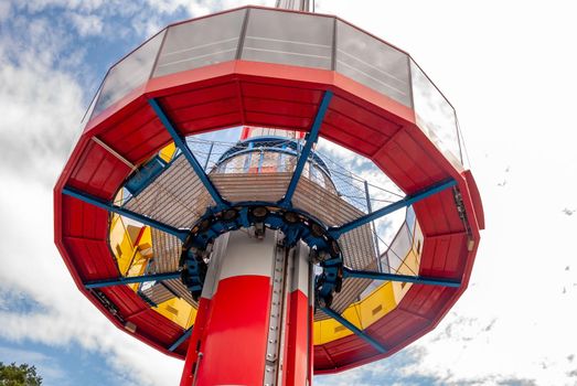 A closeup shot of the Lookout Tower in Legoland, Germany