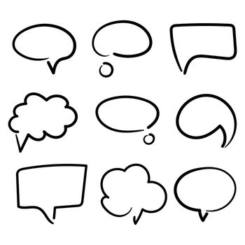 Blank dialog balloon for speech or conversation. Comic style hand drawn vector. Empty bubble illustration for text and message.