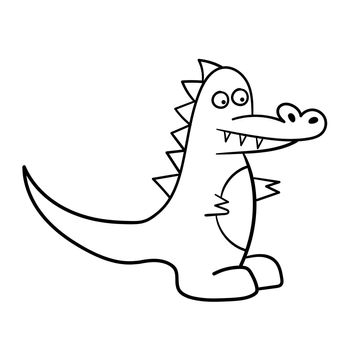 Coloring pages. Animals. Little cute alligator smiles. Cartoon crocodile on a white background. Children style