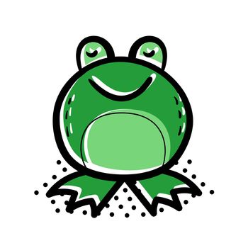 Cute and smiling cartoon style green frog vector icon, illustration. Simple stylized logo on white