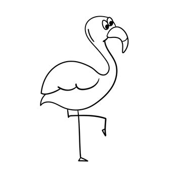 Simple flamingo, outline vector. Vector illustration of cartoon flamingo - Coloring book