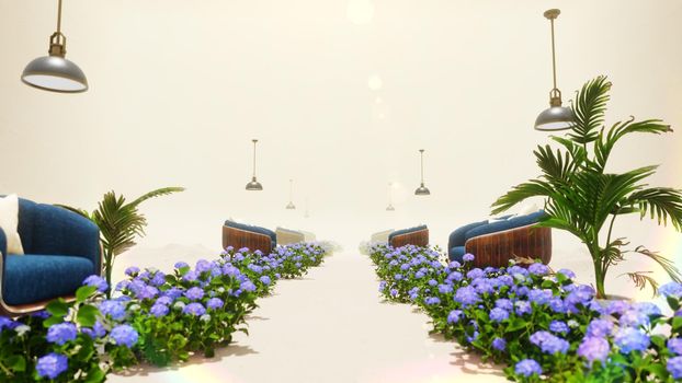 3D illustration Background for advertising and wallpaper in nature and summer scene. 3D rendering in decorative concept.