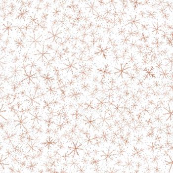 Hand Drawn Snowflakes Christmas Seamless Pattern. Subtle Flying Snow Flakes on chalk snowflakes Background. Artistic chalk handdrawn snow overlay. Terrific holiday season decoration.