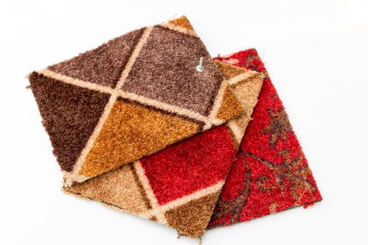 A set of carpet pieces for sample on isolated white background