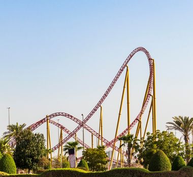 Shot of a roller coaster from distance