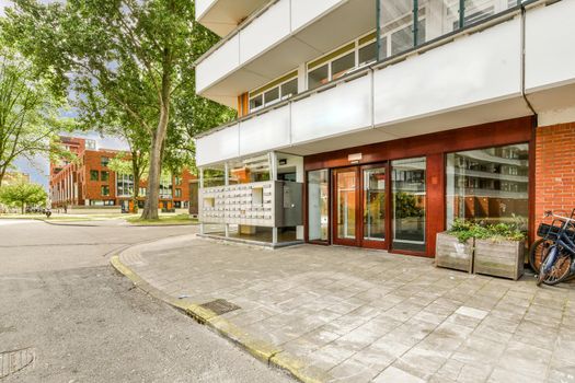 View of street near building with beauty of vegetation outside