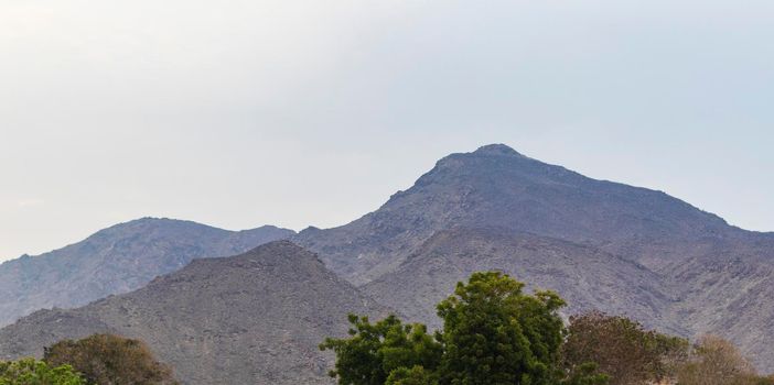 Landscape shot of mountains in Khor Fakkan aream of Sharjah emirate