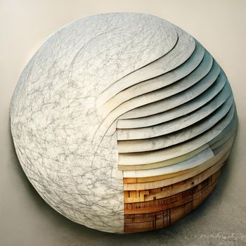 Sphere abstract architecture background, white round the building