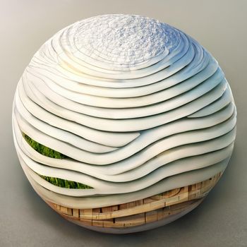 Sphere abstract architecture background, white round the building