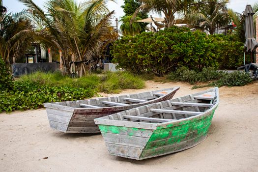 Boats on the La Mer beach in Jumeirah area, Dubai, UAE. Outdoors