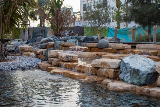 Water feature in La Mer beach, Dubai, UAE. Outdoors